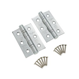 Infinity Decor Heavy Duty 75mm (3Inch) Steel Ball Bearing Butt Hinges Pair - CE7 Fire Rated Wooden Door Hinges for Internal External Use (Satin Chrome)
