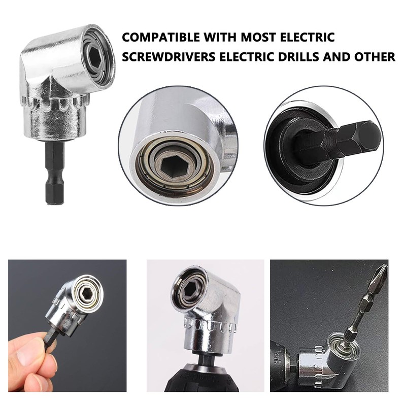 Total 3 Pcs Right Angle Drill Attachment，2 Pcs 105 Degree