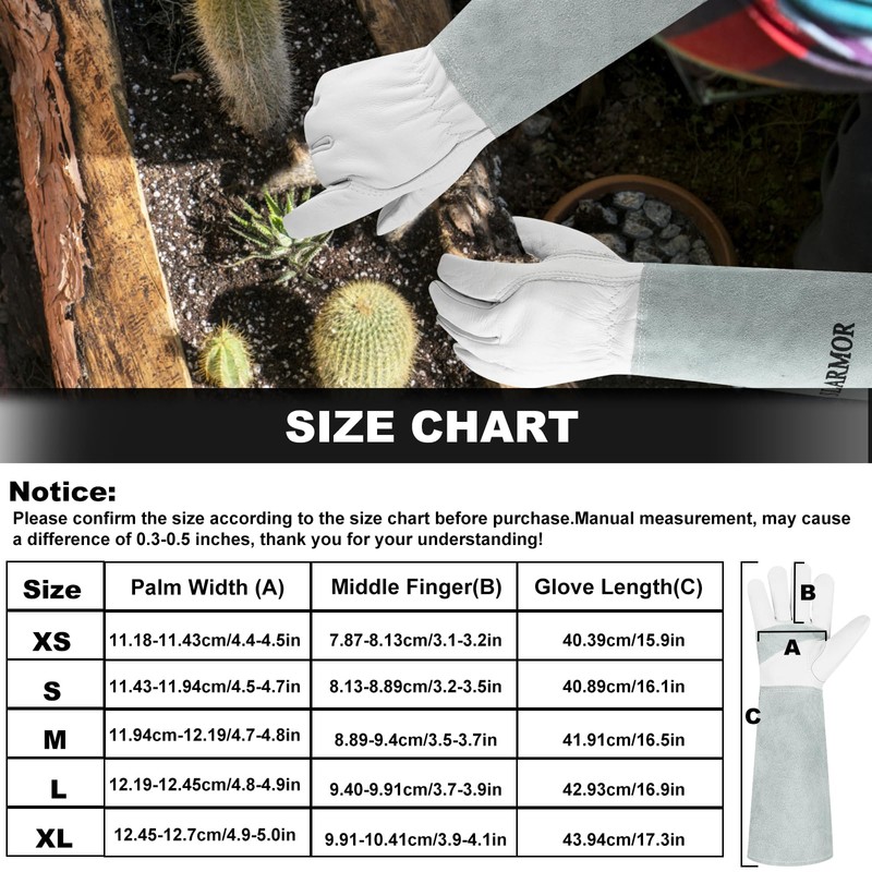 1 Pair Long Gardening-Gloves Women/Men-Thorn proof Rose Pruning Heavy Duty