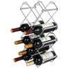 MyGift Modern Silver Wire Metal Stackable Wine Rack Diamond Shaped