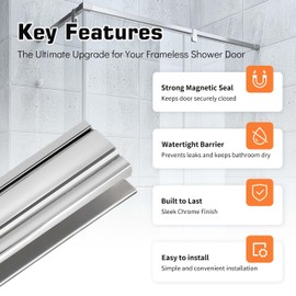 3" Shower Door Magnet Latch Replacement (with Metal Strike and Magnet),for 1/8“, 5/32”, 3/16“, and 1/4” Thick Swing Glass Shower Doors Handles