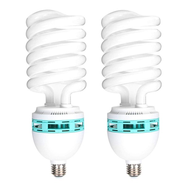 Runshuangyu Energy Saving Compact Fluorescent Spiral Bulb, 2 x 125W 220V 5400K CFL Daylight E27 Socket Light Lamp for Photography Photo Video Studio Lighting