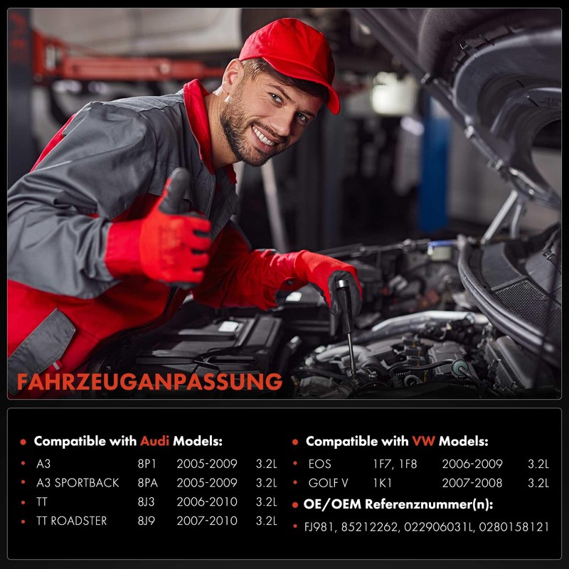 Frankberg 6x Einspritzventil 2-Polig Benzin Kompatibel mit A3 Sportback 8PA