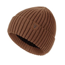 TILUYAMO Winter Hats for Women Men, Fleece Lined Cuffed Beanie Winter Knit Wool Beanies Warm Chunky Hat(Brown)