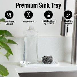 Zulay (9x3.5) Silicone Sponge Holder for Kitchen Sink - Flexible Multipurpose Soap Tray - Sink Organizer for Kitchen, Bathroom, Makeup, Trinkets & More (White)