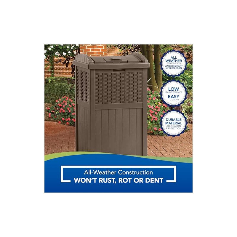 Suncast Suncast 33 Gallon Outdoor Trashcan Hideaway with Lid for