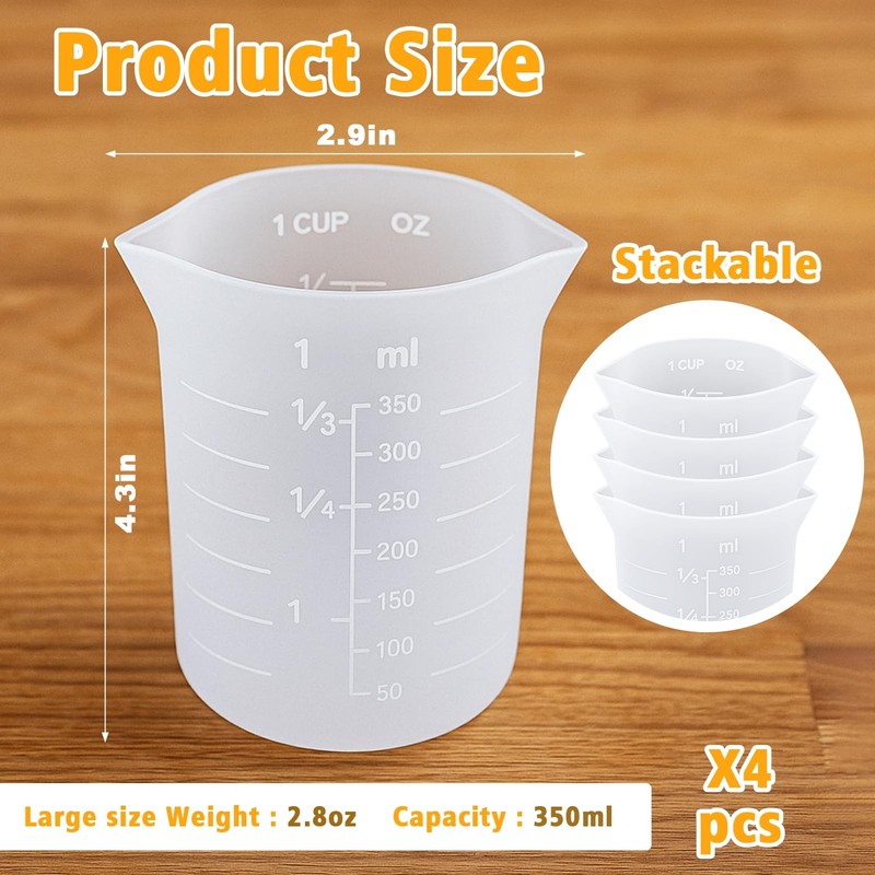 Palksky Silicone Cups for Melting Chocolate, 4PCS Silicone Measuring Cups