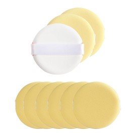 Powder Puff Round, 9 Pieces Makeup Puffs Powder Pads Air Cushion Sponge Foundation with Strap, Washable Powder Puffs with Large Face for Loose Powder, Cosmetic Soft Sponge Powder Puffs