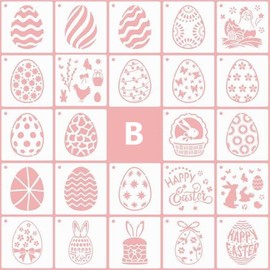 Pack of 24 Easter Stencils Set, Stencils Easter, Plastic Drawing Painting for Children, Easter Crafts, Easter Cards, Body Paints, Easter Decoration and Easter Gifts (B)