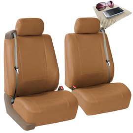 The Quality Cover Front Bucket Seat Covers Built-in Seatbelt Auto Car Sedan SUV Tan w. Dash Mat