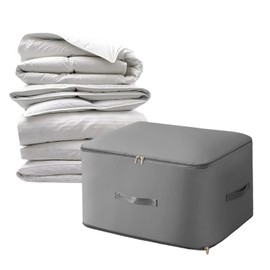 Kocusu Ultra Space Saving Self Compression Organizer 54*42*60cm,Koffer Organizer Groß mit Reißverschluss,Aufbewahrungsbox Unter Bett,Compression Storage Bag für Bettdecken,Bettwäsche,Kleidung (Grau)
