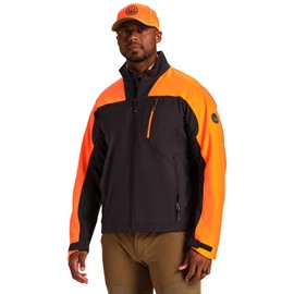 Beretta Men's Daybreak Softshell Outdoor Hiking & Upland Hunting Lightweight Water-Repellent Breathable Mesh Lined Jacket, Charcoal & Orange, X-Large