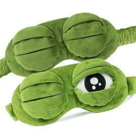 J&G Eye Mask, Fluff Cartoon Frog Sleeping Funny Novelty Eye Cover Eyeshade Travel Mask (Green)