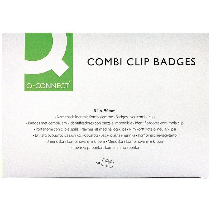Q-Connect KF01567 Combination Badge 54x90mm (Pack of 50)