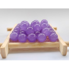 abalorio de piedra de 10 mm, 60 abalorio de calcedonia púrpura claro, abalorio redondas sueltas para hacer pulseras, collares, joyas (10 mm, calcedonia púrpura claro)