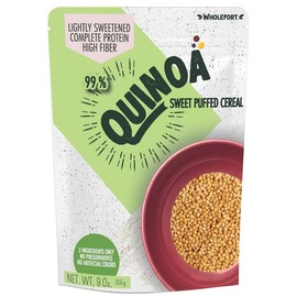 Sweet Puffed Quinoa Cereal - Only 3 ingredients: Quinoa, Maca & Panela [9 oz] Vegan - Non-GMO - Gluten Free - More Energy- More Focus by Wholefort