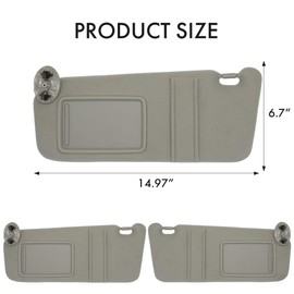 Complete Left & Right Side Sun Visor Set (Without Light) for Toyota Camry 2007-2011 (Gray, Driver Left Side)