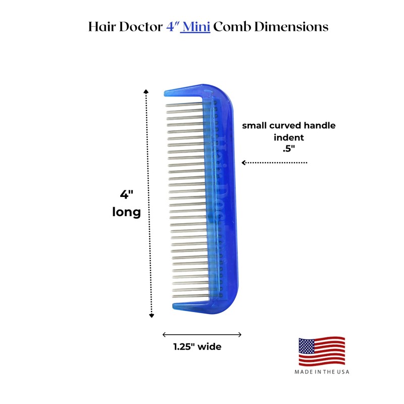 Hair Doctor 4" Mini Comb with silky smooth rotating teeth,