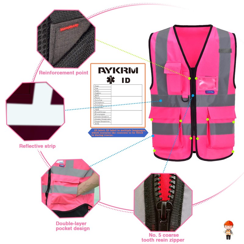 Pink high vis jacket high viz Class 2 hi vis