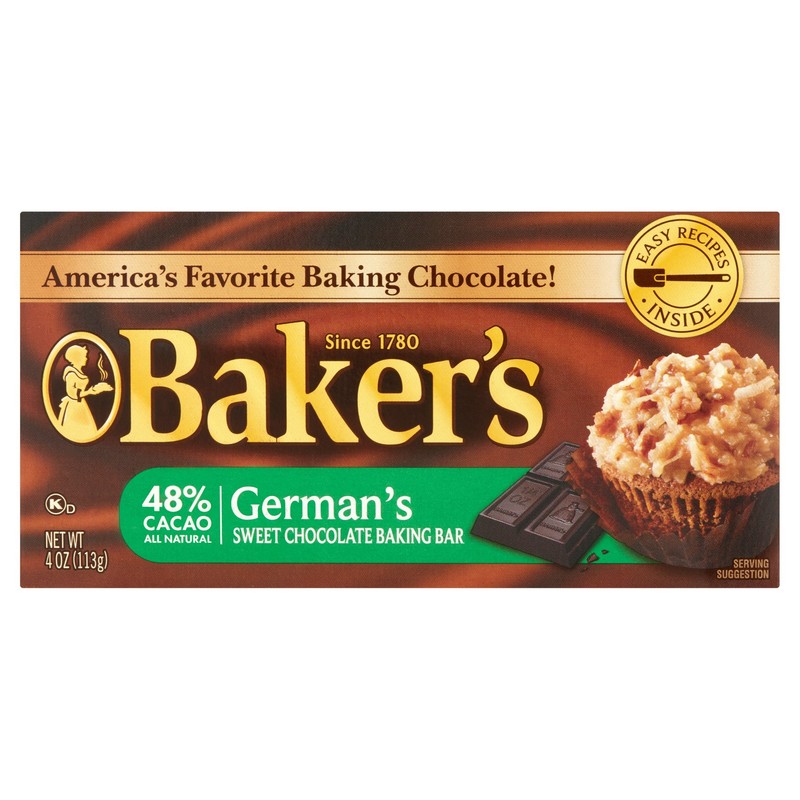 Lot of 2 Baker's 4 oz. Sweet Chocolate Bar-German's All