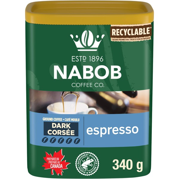 Nabob Dark Roast Espresso Ground Coffee, 340g Canister