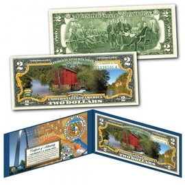 Merrick Mint Ozark National Park Missouri Uncirculated Colorized $2 Bill Collectible with Display Holder and Certificate