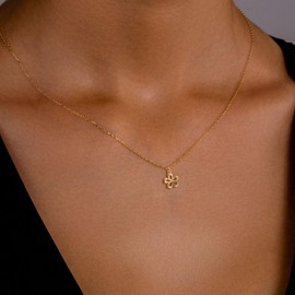 HANLI 14K Gold Plated Dainty Necklace for Women - Trendy Gold Flower Pendant Necklaces Jewelry Simple Womens Necklace