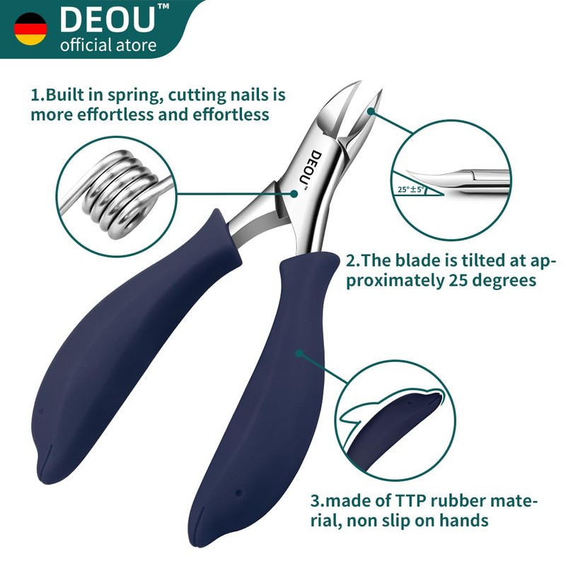 DEOU Podiatrist Toenail Clippers Ingrown Toenail Tools for Thick Nails