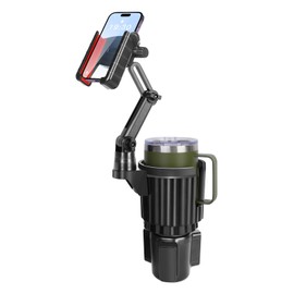 DEGUM Upgraded Cup Holder Phone Holder, [Super Stable] 2 in 1 Car Cup Holder Expander with Offset Adjustable Base, Cell Phone Cup Holder Mount for Car Compatible with All Smartphones