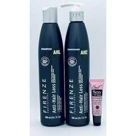 Firenze Professional AHL Anti-Hair Loss Shampoo & Conditioner 10.1 fl oz with Prunus Africana Extract & Panthenol - Free Starry Lip Plumping Gloss 10ml