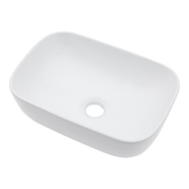 Logmey Vessel Sink Oval 14x10 Inch Bathroom Sink,Rectangular Modern Above Counter Bathroom Sinks White 19 Inch Porcelain Ceramic Vessel Vanity Sink Art Basin