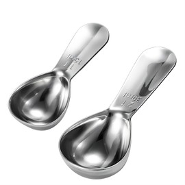 GREATLINK Stainless Steel 430 Coffee Scoop, Coffee Measuring Spoon Short Handle for Measuring Coffee, Milk, Tea,Sugar,Lemon juice, and olive oil,Set of 2(15 ml & 30 ml)