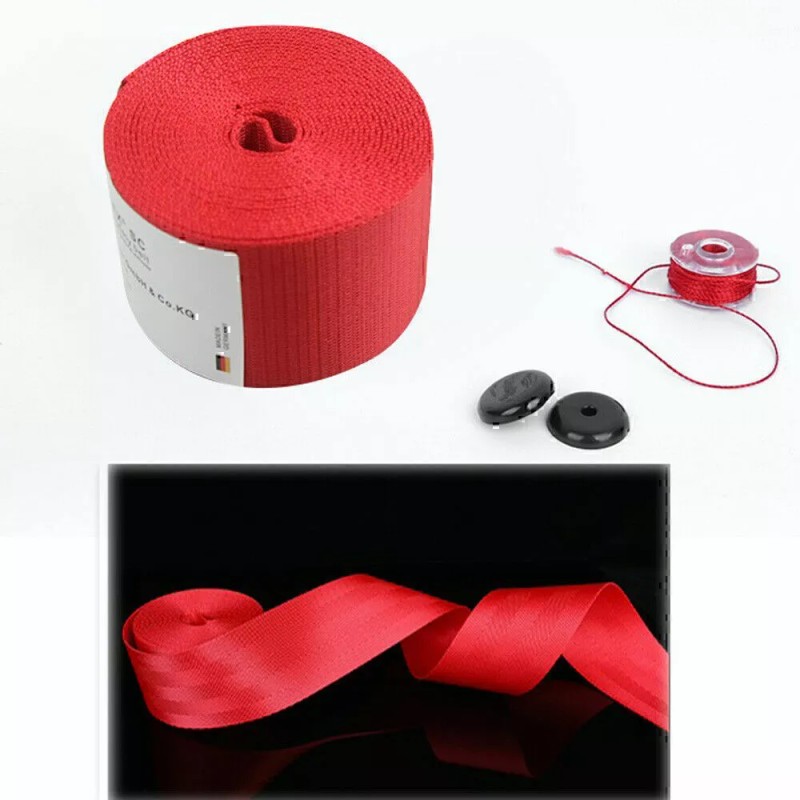Geartronics Universal Red 3.6m Car Seat Belt Webbing 3 Point