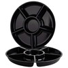 PLASTICPRO 6 Sectional Round Plastic Serving Tray/Platter (2, Black)