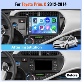 [2+64GB] Android 15 Car Radio for Toyota Prius C 2012 2013 2014 with Wireless CarPlay Android Auto, Realdio 9 Inch Touch Screen Car Stereo for Prius with WiFi GPS Bluetooth EQ 26UI Backup Camera