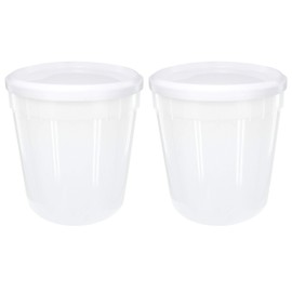 Poly Farm 2.5 Gallon Semi-transparent Ice Cream Tub with Lid (White Lid, 2)