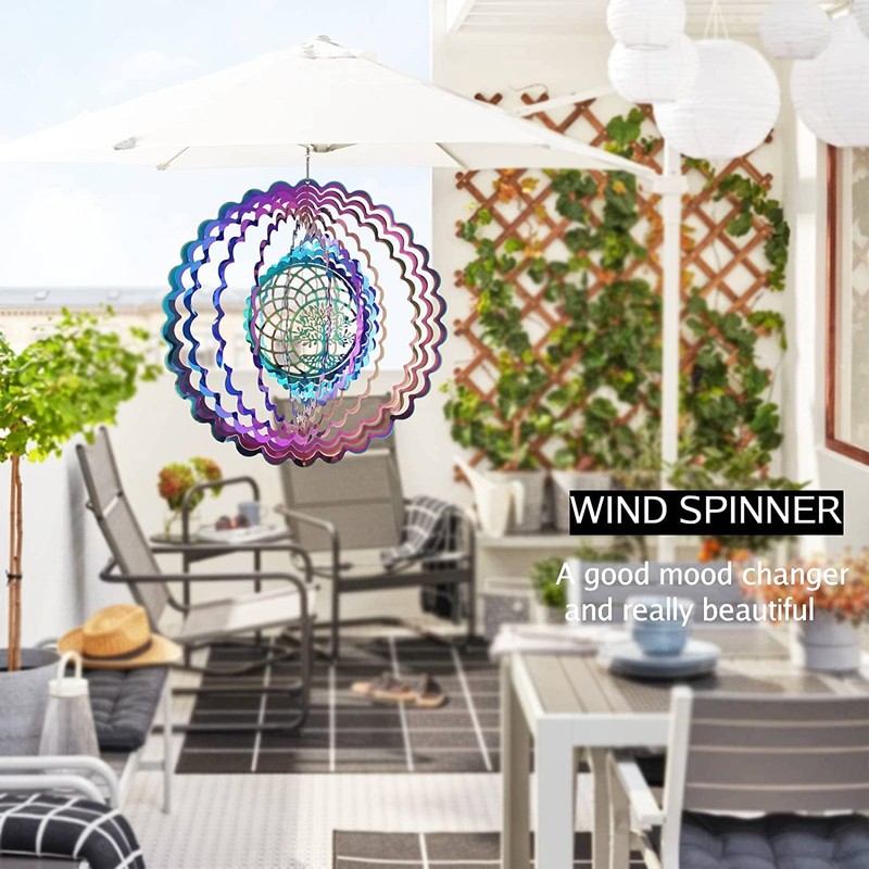 TFANUO Stainless Steel Wind Chime 3D Hanging Wind Spinner 25