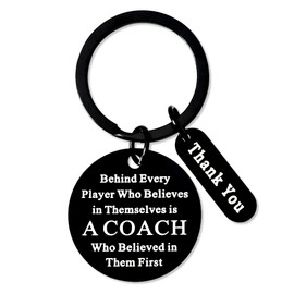Thank You Gifts for Women Coach Keychain for Men Coaches Birthday Gift for Women Coach Behind Every Player Who Believes In Themselves Keychains Sports Gifts (Black)