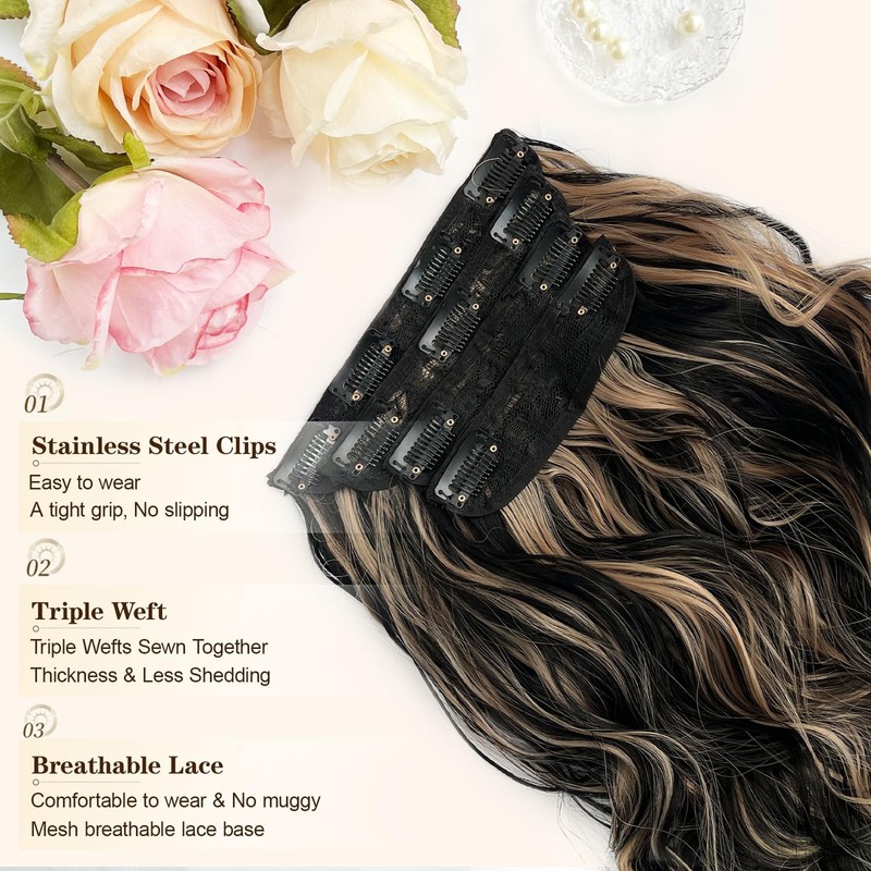 DOULIKE 20 Inch Curly Clip In Hair Extensions 200g 4PCs