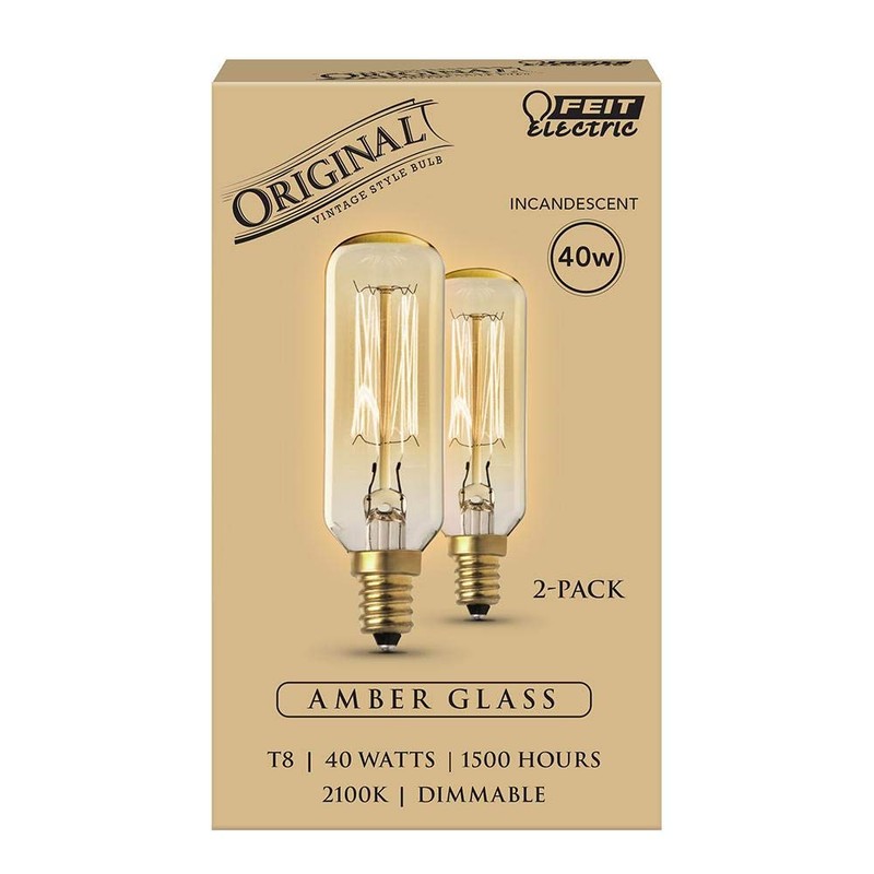 Feit Electric 40-Watt T8 Dimmable Incandescent Amber Vintage Edison Light