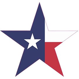 StickerTalk Texas Flag Star Vinyl Sticker, 5 inches by 4.5 inches