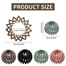 4 Stück Vogelnest Haarspangen Damen,Große Rutschfeste Haarclips,Vogelnests Haarschmuck,Haarspange Haar Schmuckfür Feines Haar,Kolibri Dutt Spange,Groß Haar Accessoire für Mädchen und Frauen