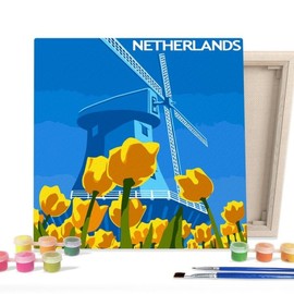 I Love Painting DIY Canvas Painting Kit 25x25cm Landmark_Netherlands_Tulip / 아이러브페인팅 DIY캔버스형 그림그리기 25x25cm 랜드마크네덜란드튤립