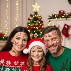 Christmas Temporary Tattoos | Christmas Decorations Party Favors Accessories Goodie Bags Stocking Stuffers Stickers Xmas Santa Claus Reindeer Snowman Gift Idea For Kids Boy Girl Teen Adult-60Pcs