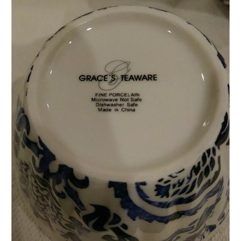 GRACE'S TEAWARE Dessert Rice Fruit Bowl Blue White set 2