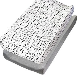 HonestBaby - Fundas cambiadoras de algodón orgánico (juego de dos), patrón de juego/gris jaspeado, talla única