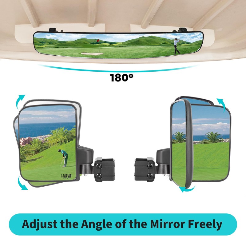 10L0L Golf Cart Mirror Sets -No Drilling Side Mirrors,Wide Angle