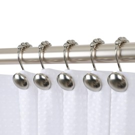 Utopia Alley Shower Hooks - Shower Curtain Rings for Bathroom - Rust Resistant Roller Shower Curtain Hooks for Shower Curtain or Liner - Set of 12, Brushed Nickel