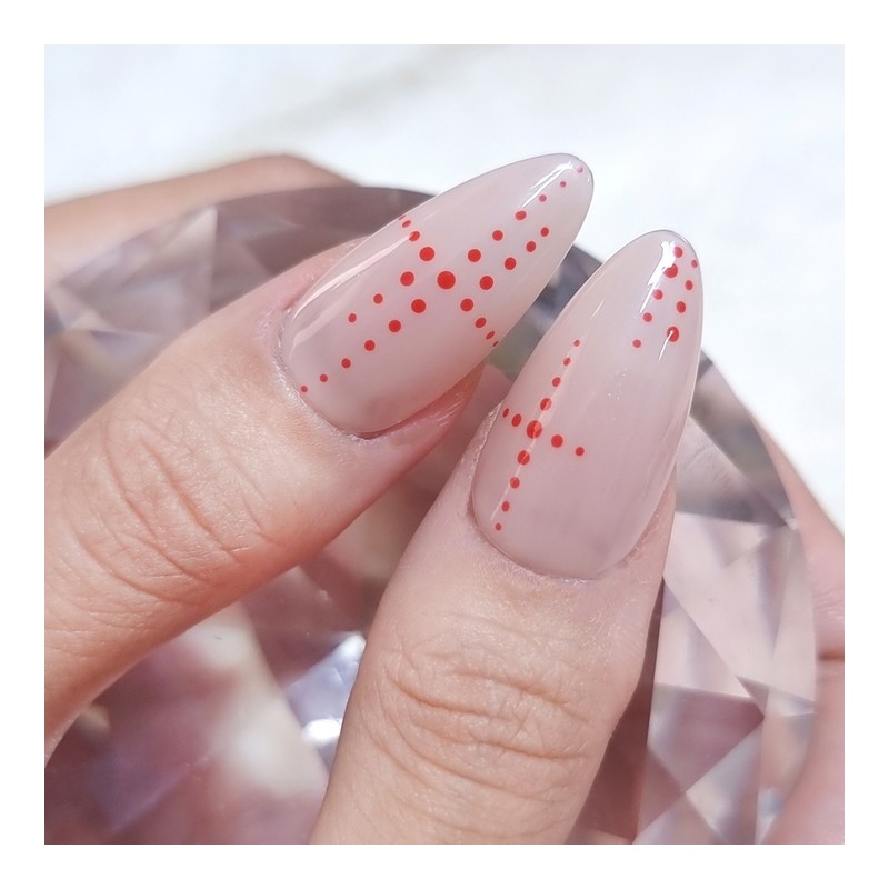 Red Henna Handmade Nail Tips - Short Ballerina / 레드헤나