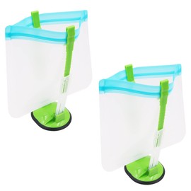 WANGCL Reusable Freezer Bags with Bag Holder, Kitchen Gadgets Zipper Bag for Plastic Bags, Sandwich Bags